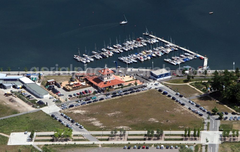 Bitterfeld from above - View of the reclamation area on Bernsteinsee in Bitterfeld