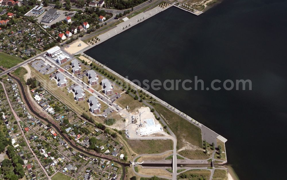 Bitterfeld from above - View of the reclamation area on Bernsteinsee in Bitterfeld