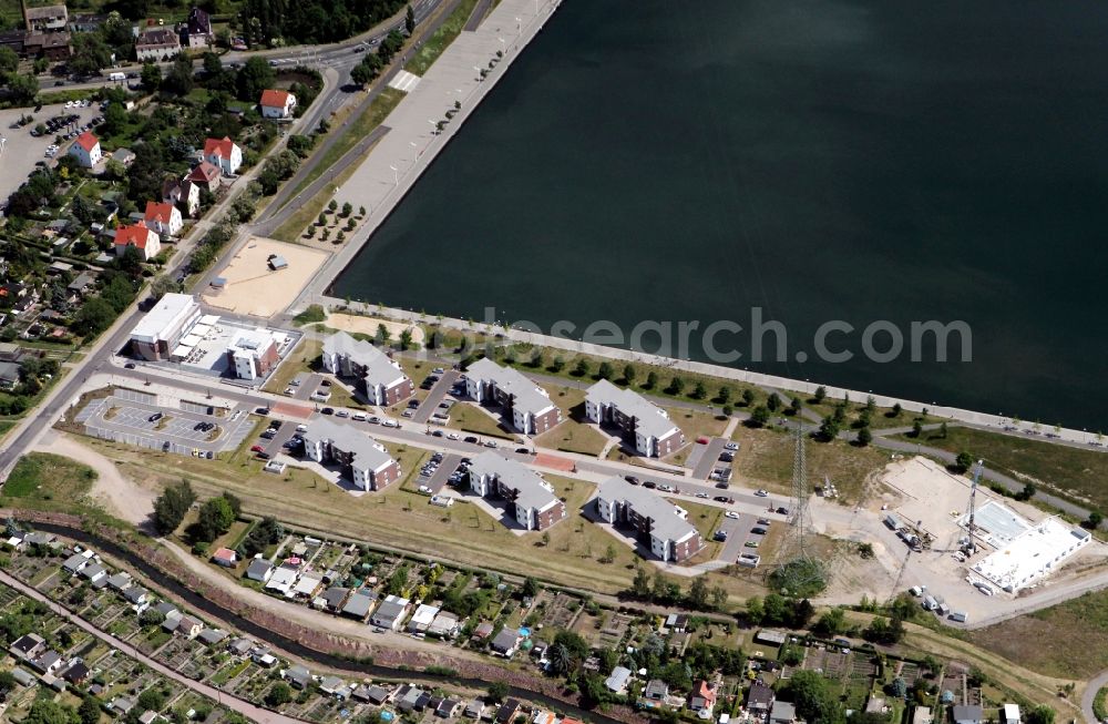 Bitterfeld from the bird's eye view: View of the reclamation area on Bernsteinsee in Bitterfeld