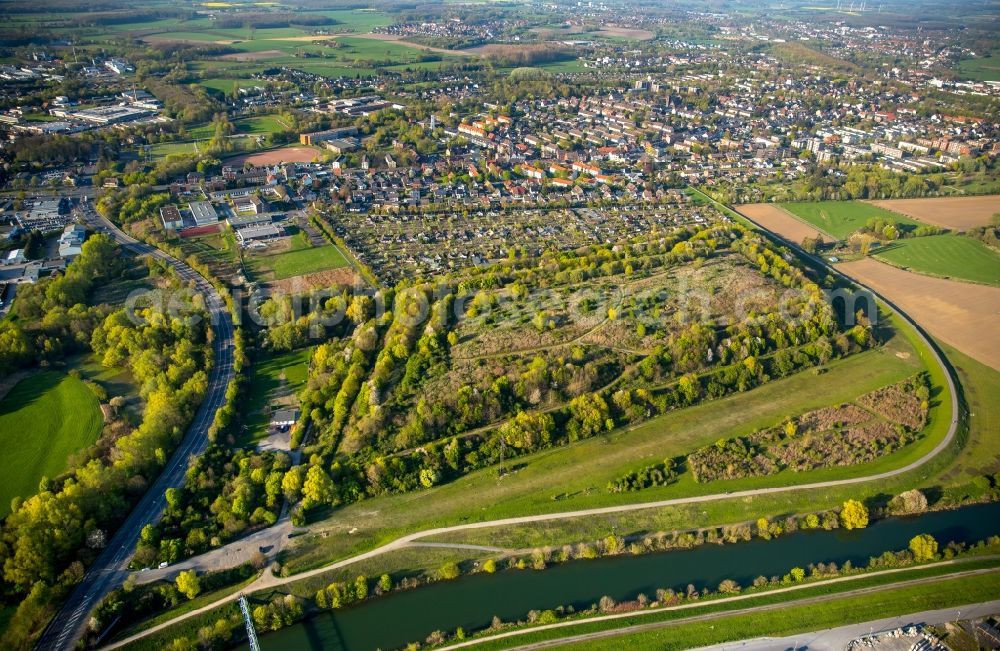 Hamm from above - Renaturated waste yard on Roemerstrasse in the North of the riverbank of the Lippe in the district of Bockum-Hoevel in Hamm in the state of North Rhine-Westphalia