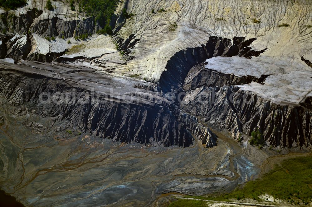 Aerial photograph Schipkau - Rehabilitation and renaturation work on the layers of a mining waste dump in Schipkau in the state Brandenburg, Germany