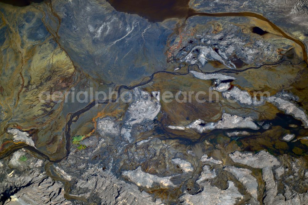 Schipkau from above - Rehabilitation and renaturation work on the layers of a mining waste dump in Schipkau in the state Brandenburg, Germany