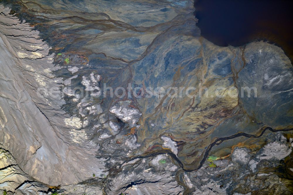 Aerial image Schipkau - Rehabilitation and renaturation work on the layers of a mining waste dump in Schipkau in the state Brandenburg, Germany