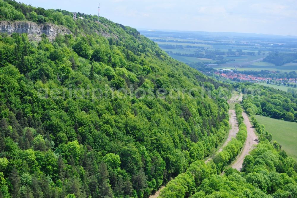 Aerial image Wutha-Farnroda - Dismantling and renaturation of the old lanes of the motorway route and the route of the BAB A4 over the Hoerselberge on the L3007 road in Wutha-Farnroda in the Thuringian Forest in the state of Thuringia, Germany