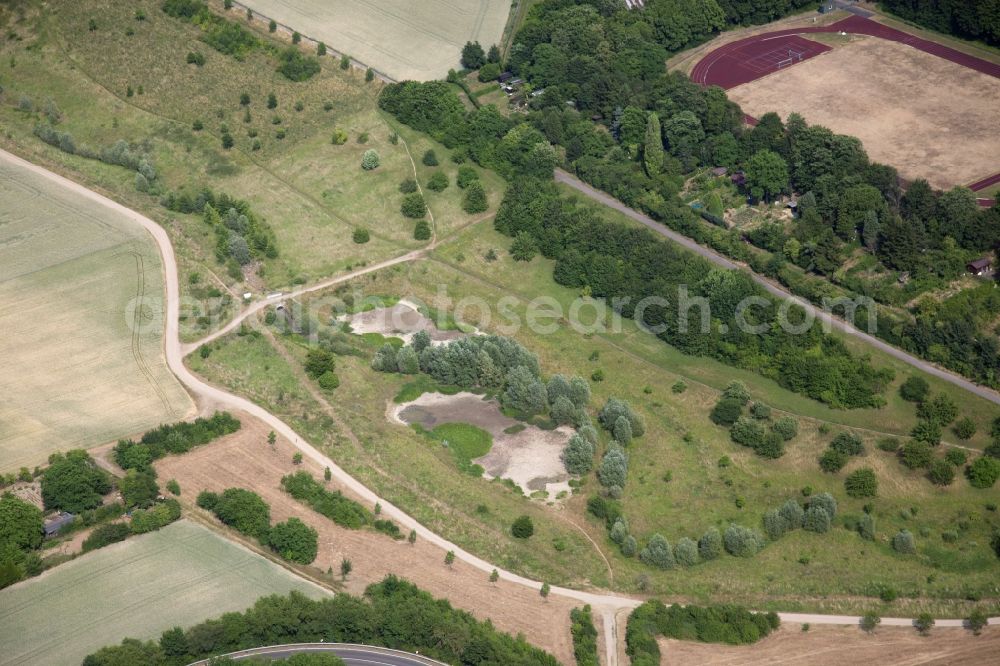 Mainz from above - Renaturation of a brook in Mainz in the state Rhineland-Palatinate, Germany