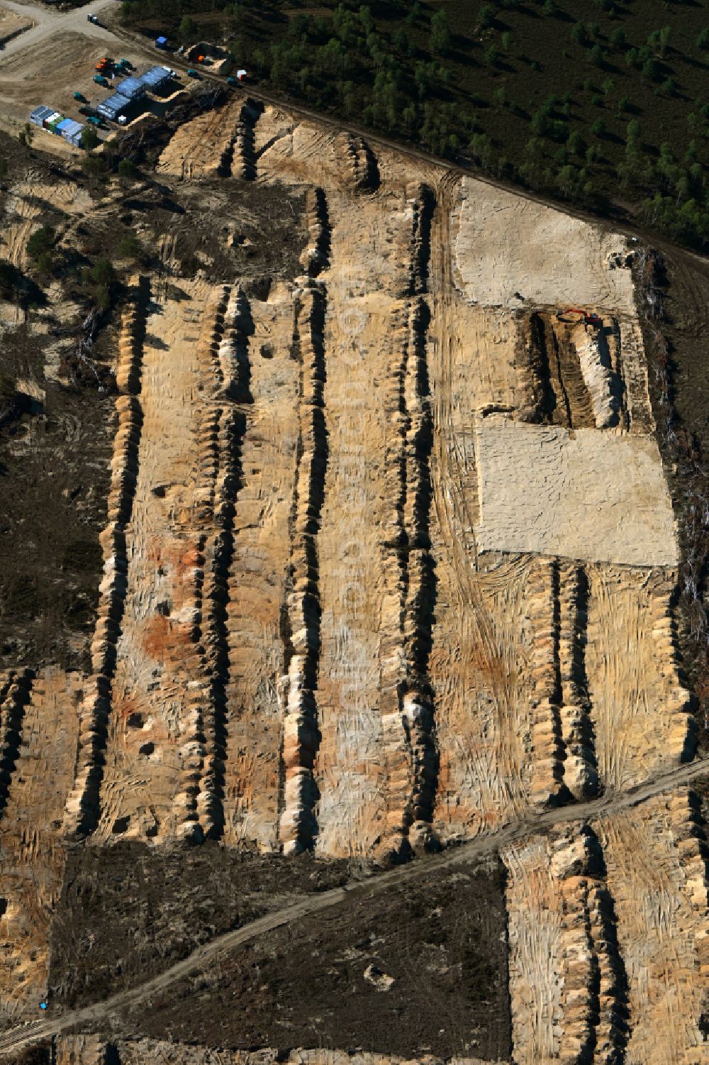 Aerial photograph Gadow - Renaturation of the former site of the military training area Kyritz-Ruppiner-Heide in Gadow in the state Brandenburg, Germany