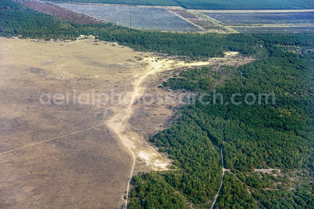 Aerial photograph Lieberose - Renaturation of the former site of the military training area Lieberoser Wueste in Lieberose in the state Brandenburg, Germany