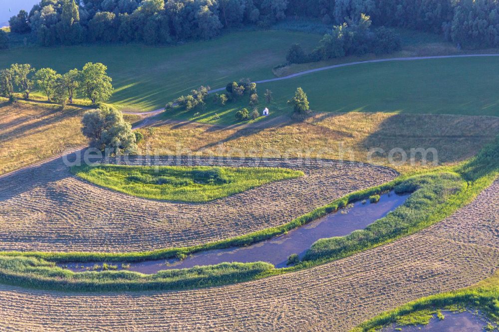 Aerial photograph Kirchroth - Renaturation measures with flooding and excavations on the shore areas of the river Danube with polders in Kirchroth in the state Bavaria, Germany