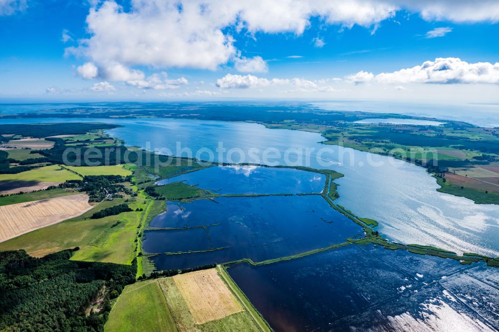 Aerial image Murchin - Renaturation measures with flooding and excavations on the shore areas of the river Peene in Murchin in the state Mecklenburg - Western Pomerania, Germany