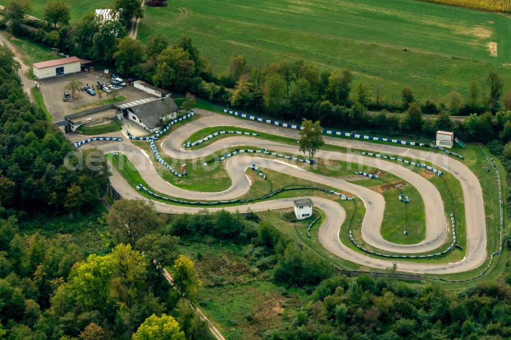 Aerial image Appenweier - Racetrack racecourse Kartstrecke of rmsv urloffen in Appenweier in the state Baden-Wurttemberg, Germany