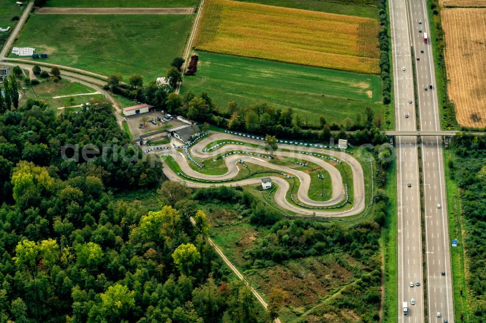 Appenweier from above - Racetrack racecourse Kartstrecke of rmsv urloffen in Appenweier in the state Baden-Wurttemberg, Germany