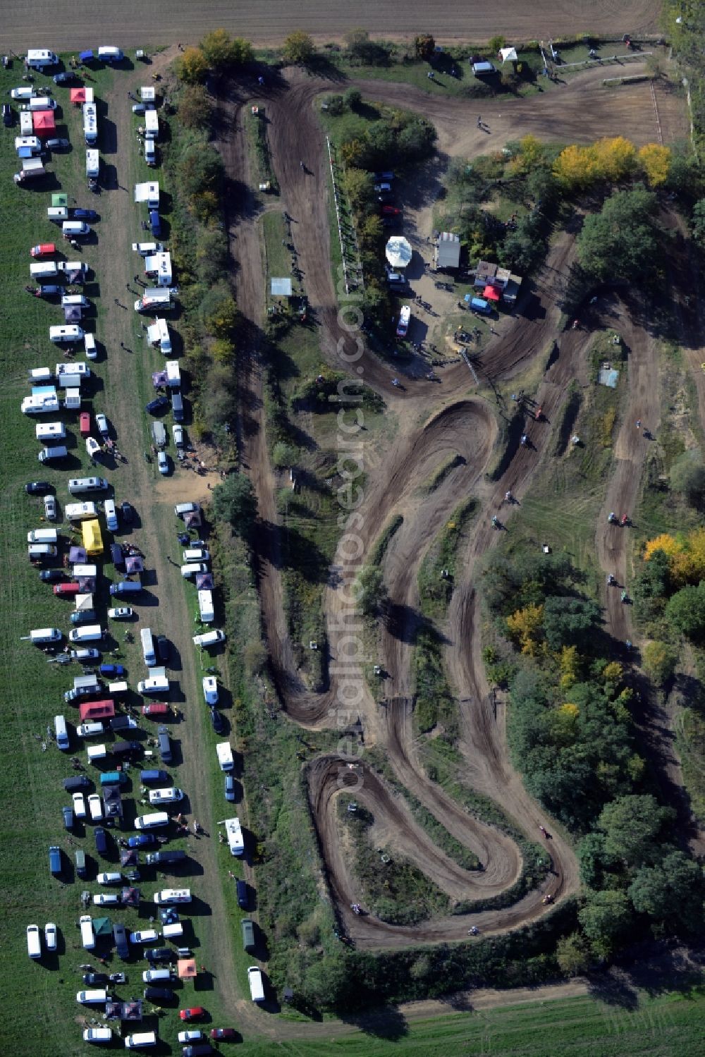 Schönfeld from above - Racetrack racecourse in Schoenfeld in the state Brandenburg