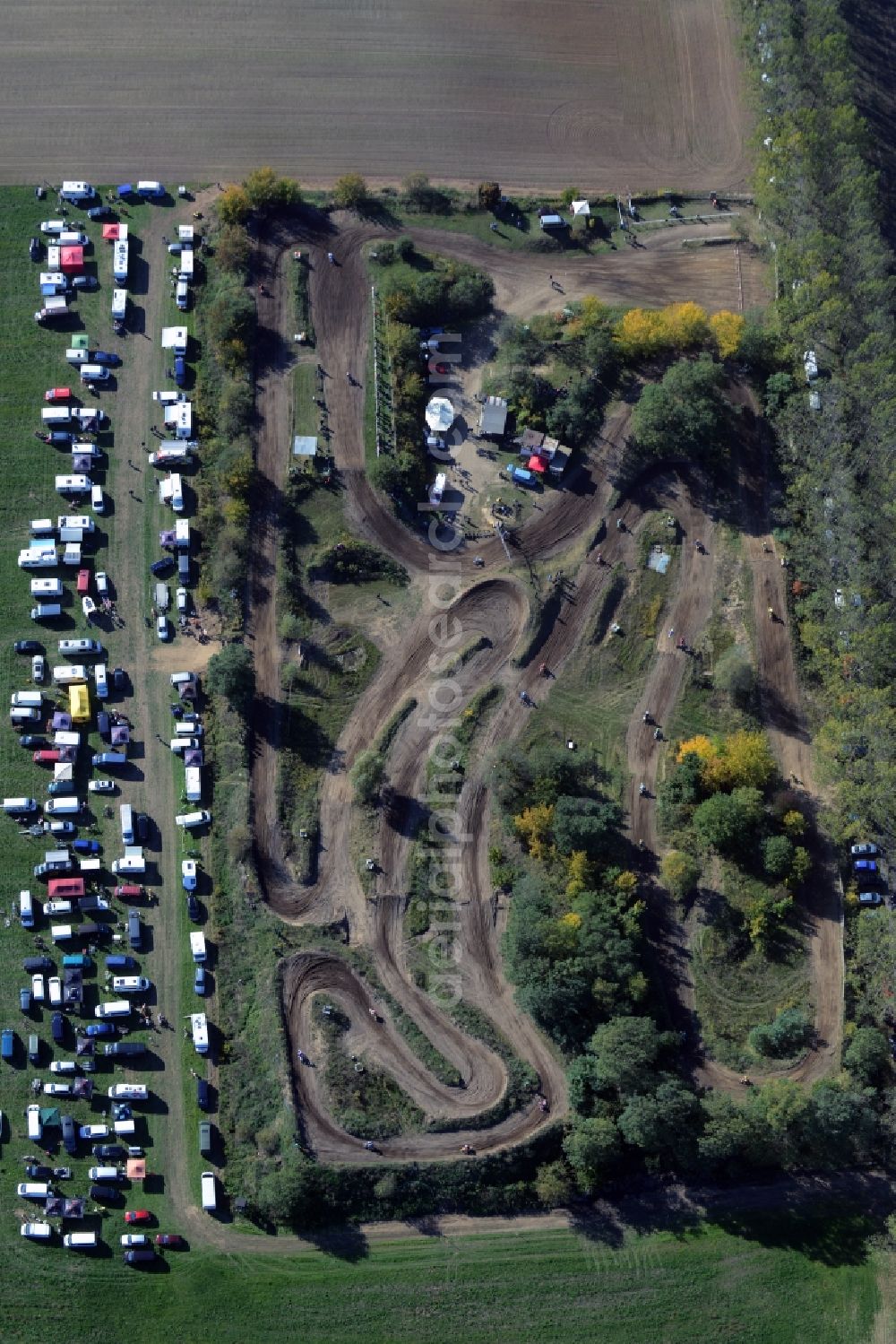 Schönfeld from the bird's eye view: Racetrack racecourse in Schoenfeld in the state Brandenburg