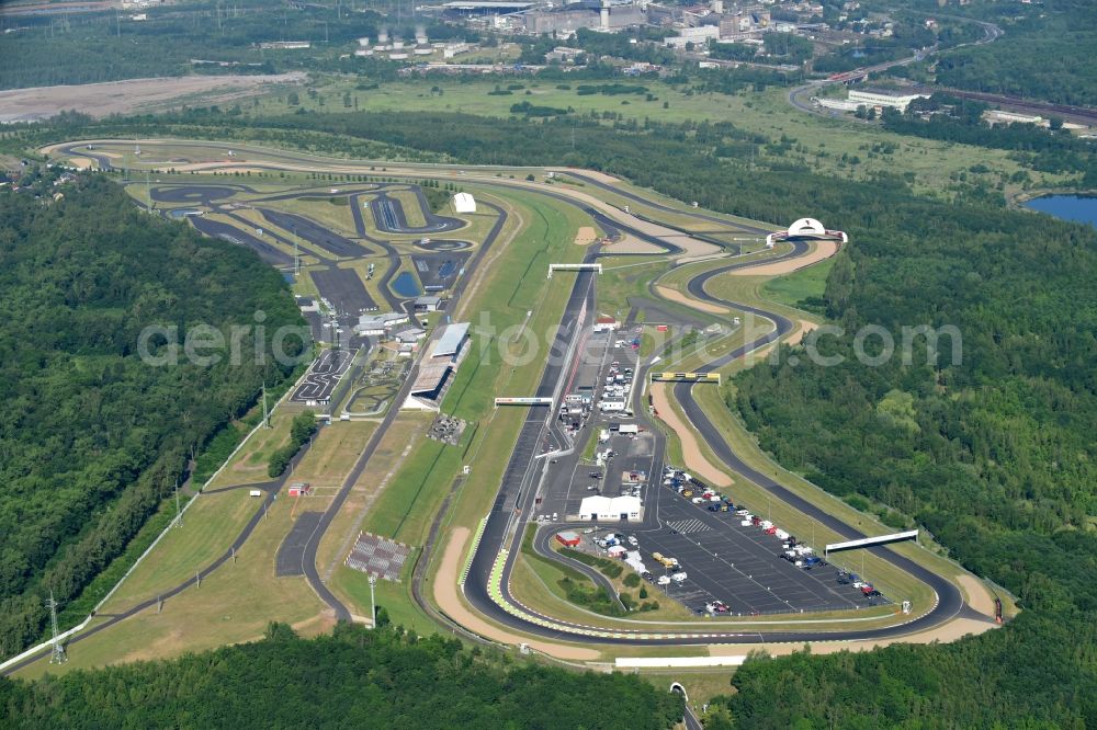 Aerial photograph Most - Racetrack racecourse Autodrom Most on Tvrzova in Most in , Czech Republic