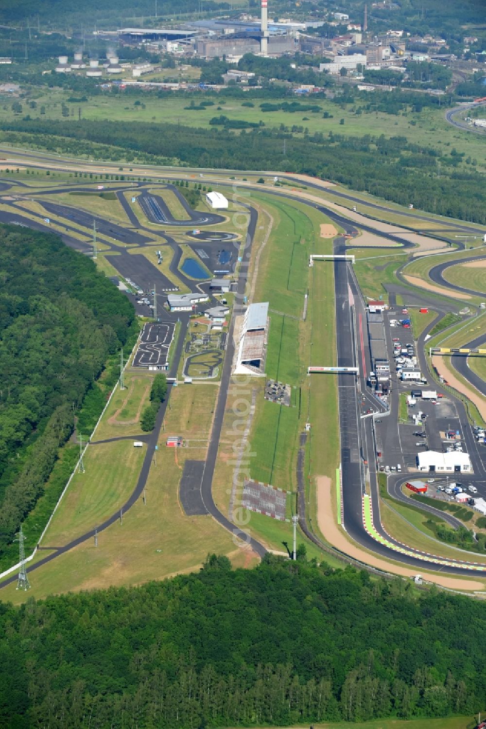 Aerial image Most - Racetrack racecourse Autodrom Most on Tvrzova in Most in , Czech Republic