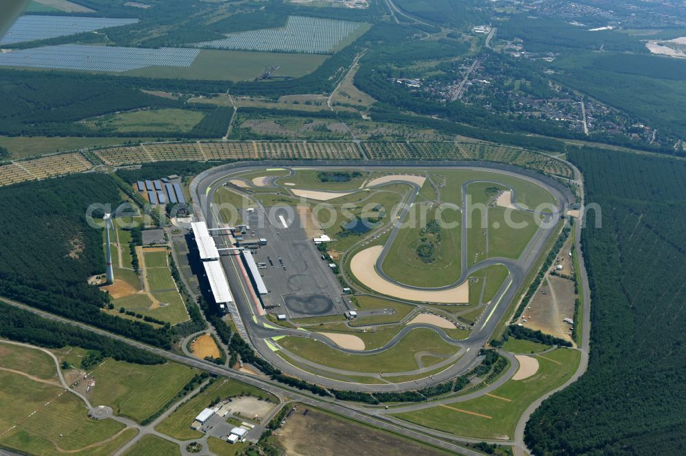 Aerial image Schipkau - Racetrack racecourse DEKRA Lausitzring on street Lausitzallee in Schipkau in the state Brandenburg, Germany