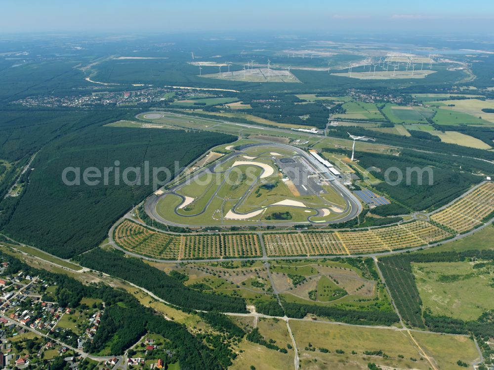 Aerial image Schipkau - Racetrack racecourse DEKRA Lausitzring on street Lausitzallee in Schipkau in the state Brandenburg, Germany