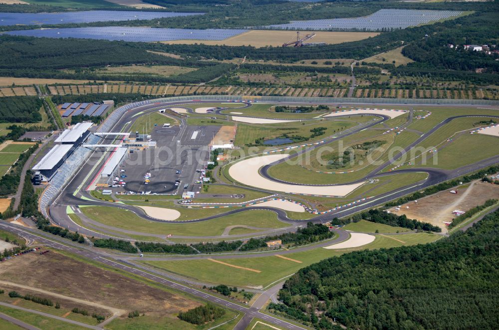 Schipkau from the bird's eye view: Racetrack racecourse DEKRA Lausitzring on street Lausitzallee in Schipkau in the state Brandenburg, Germany