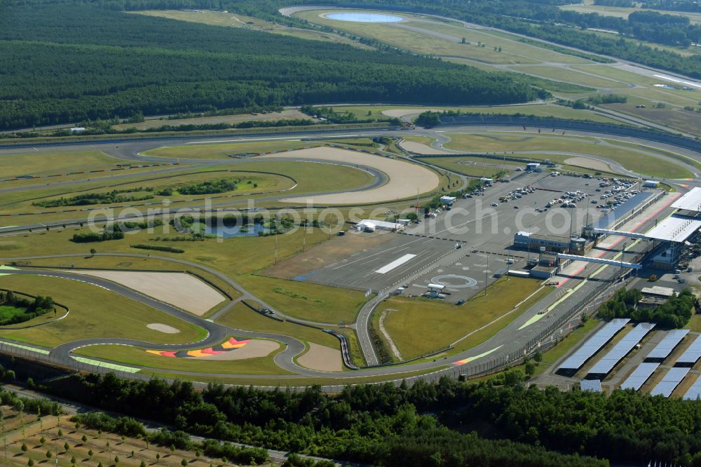 Aerial photograph Schipkau - Racetrack racecourse DEKRA Lausitzring on street Lausitzallee in Schipkau in the state Brandenburg, Germany