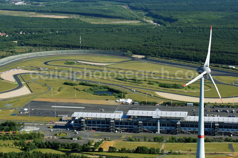 Schipkau from the bird's eye view: Racetrack racecourse DEKRA Lausitzring on street Lausitzallee in Schipkau in the state Brandenburg, Germany