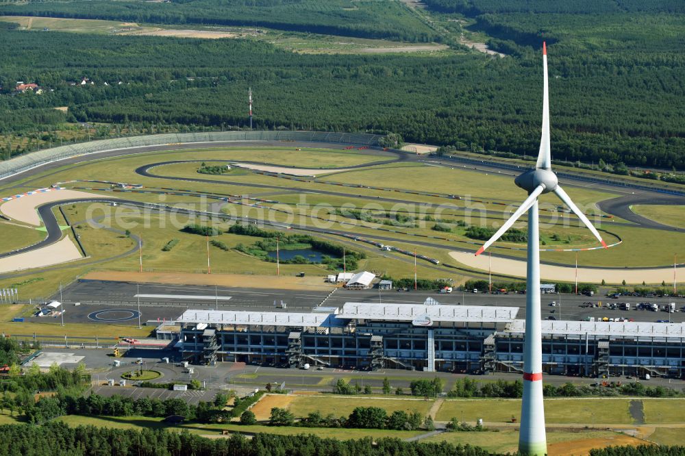 Aerial image Schipkau - Racetrack racecourse DEKRA Lausitzring on street Lausitzallee in Schipkau in the state Brandenburg, Germany