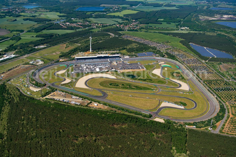 Aerial photograph Schipkau - Racetrack racecourse DEKRA Lausitzring on street Lausitzallee in Schipkau in the state Brandenburg, Germany