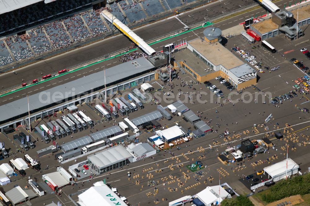 Schipkau from the bird's eye view: Racetrack racecourse DEKRA Lausitzring on street Lausitzallee in Schipkau in the state Brandenburg, Germany