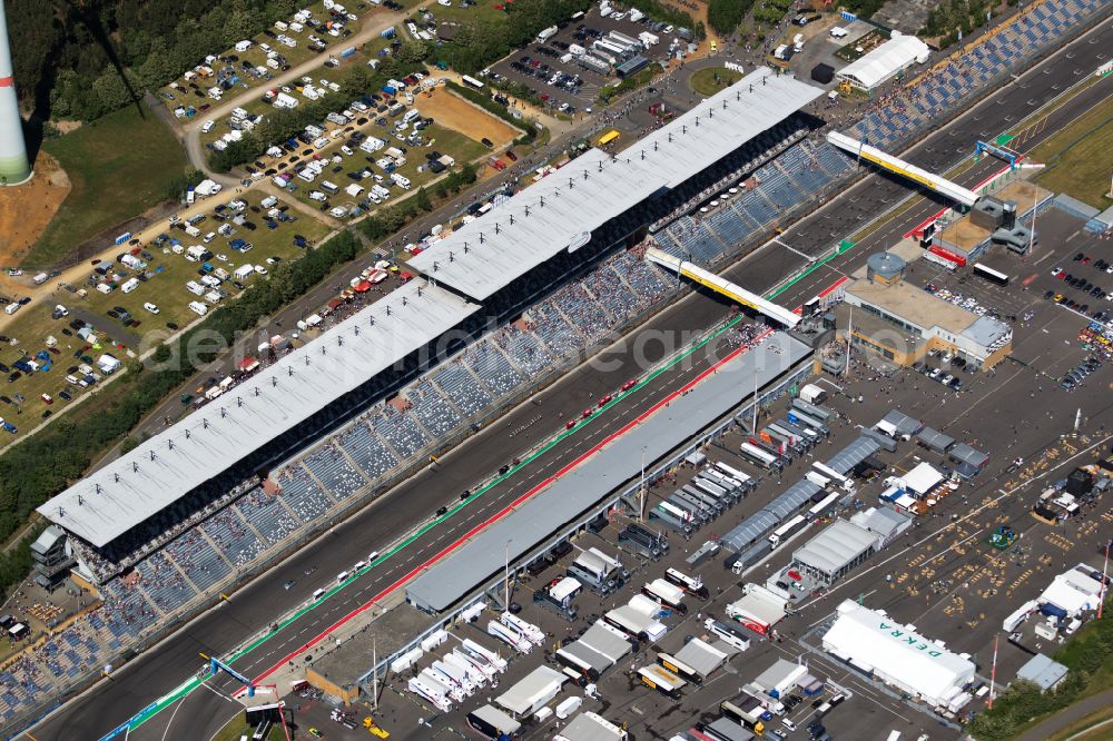 Aerial photograph Schipkau - Racetrack racecourse DEKRA Lausitzring on street Lausitzallee in Schipkau in the state Brandenburg, Germany