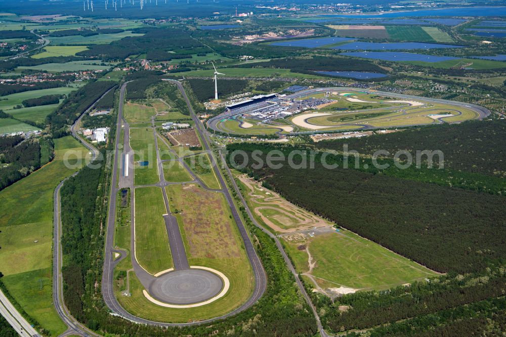 Aerial image Schipkau - Racetrack racecourse DEKRA Lausitzring on street Lausitzallee in Schipkau in the state Brandenburg, Germany