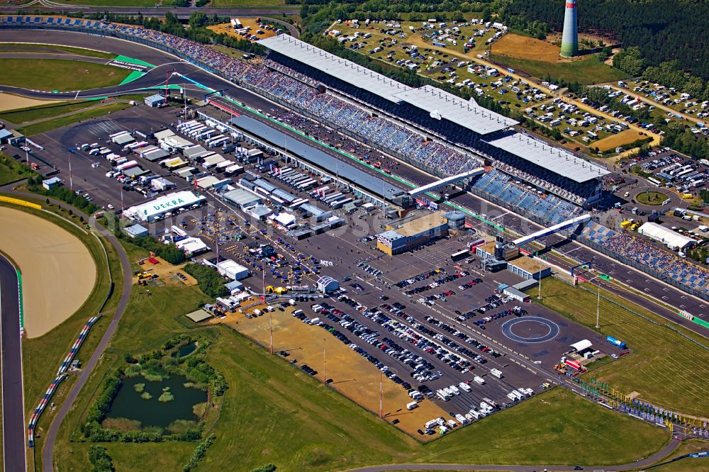 Aerial image Schipkau - Racetrack racecourse DEKRA Lausitzring on street Lausitzallee in Schipkau in the state Brandenburg, Germany