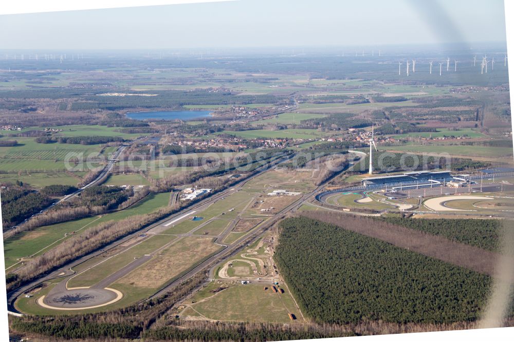 Aerial photograph Schipkau - Racetrack racecourse DEKRA Lausitzring on street Lausitzallee in Schipkau in the state Brandenburg, Germany