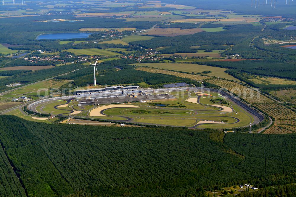 Aerial image Schipkau - Racetrack racecourse DEKRA Lausitzring on street Lausitzallee in Schipkau in the state Brandenburg, Germany