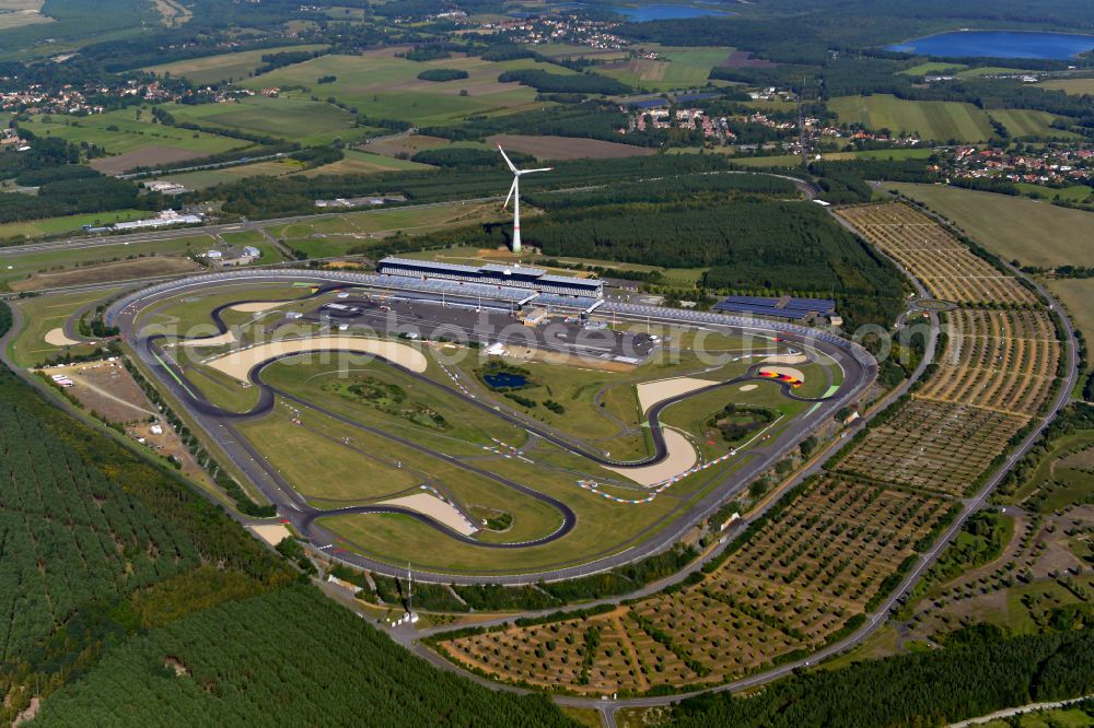 Aerial photograph Schipkau - Racetrack racecourse DEKRA Lausitzring on street Lausitzallee in Schipkau in the state Brandenburg, Germany