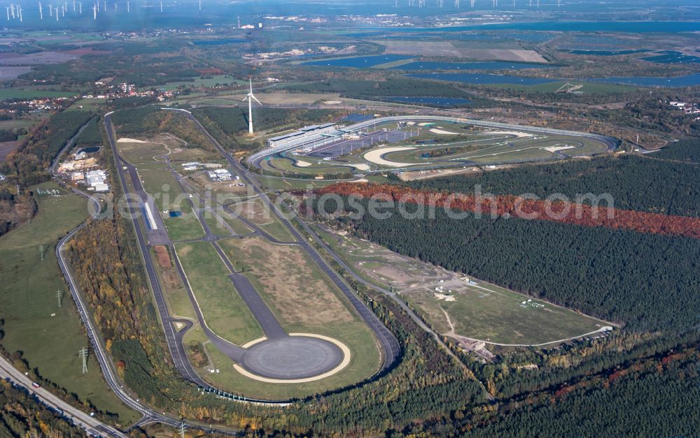 Schipkau from the bird's eye view: Racetrack racecourse DEKRA Lausitzring on street Lausitzallee in Schipkau in the state Brandenburg, Germany