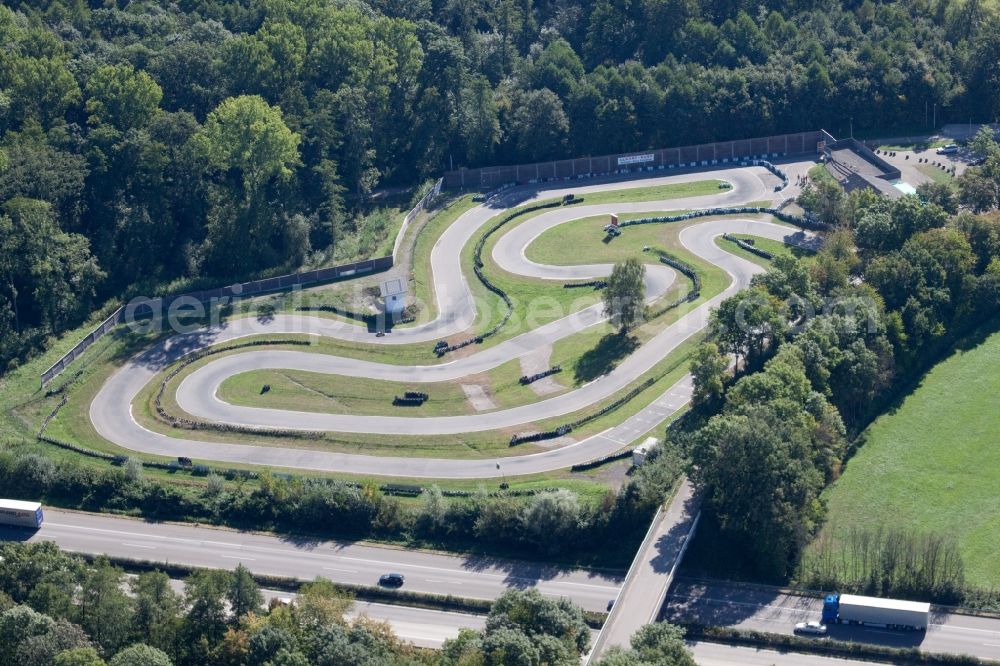 Aerial image Appenweier - Racetrack racecourse Gocart Bahn des RMSV Urloffen e.V. in Appenweier in the state Baden-Wuerttemberg