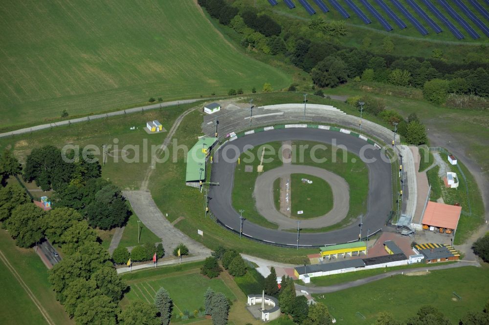 Güstrow from above - Racetrack racecourse of the MC Guestrow in Guestrow in the state Mecklenburg - Western Pomerania