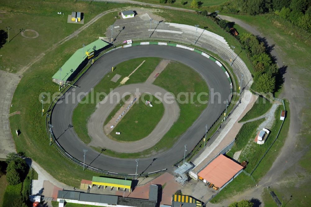 Güstrow from above - Racetrack racecourse of the MC Guestrow in Guestrow in the state Mecklenburg - Western Pomerania