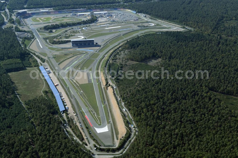 Hockenheim from above - Racetrack racecourse in Hockenheim in the state Baden-Wuerttemberg