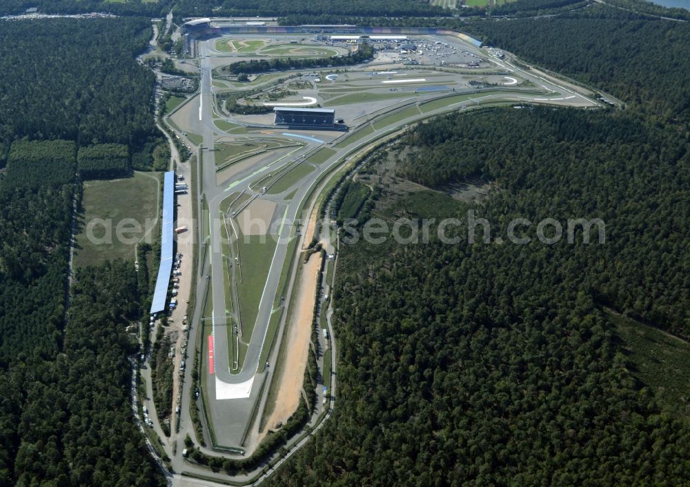 Hockenheim from the bird's eye view: Racetrack racecourse in Hockenheim in the state Baden-Wuerttemberg