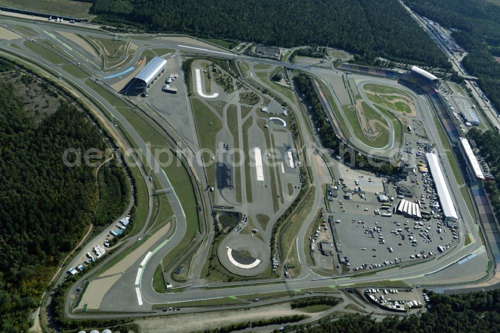 Aerial photograph Hockenheim - Racetrack racecourse in Hockenheim in the state Baden-Wuerttemberg