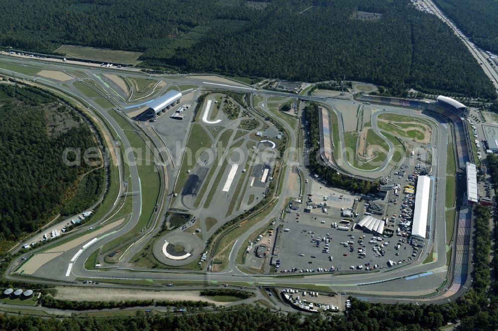 Hockenheim from the bird's eye view: Racetrack racecourse in Hockenheim in the state Baden-Wuerttemberg