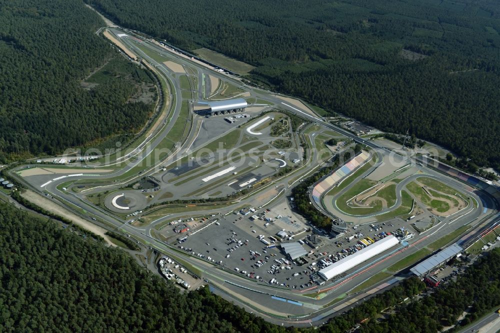 Aerial image Hockenheim - Racetrack racecourse in Hockenheim in the state Baden-Wuerttemberg