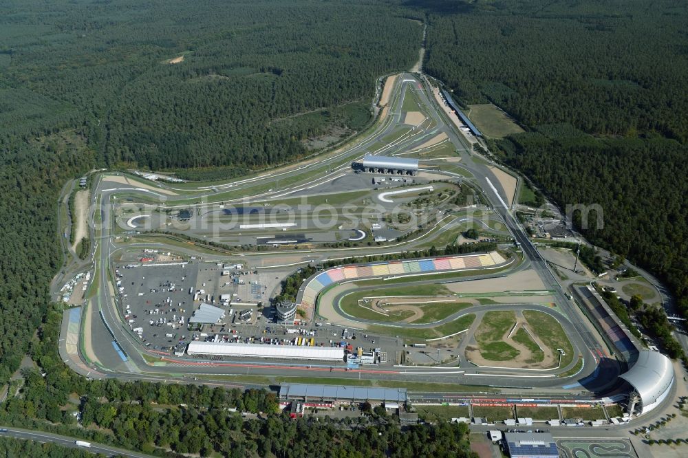 Aerial photograph Hockenheim - Racetrack racecourse in Hockenheim in the state Baden-Wuerttemberg