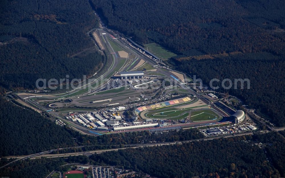 Hockenheim from above - Racetrack racecourse in Hockenheim in the state Baden-Wuerttemberg