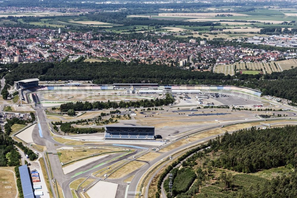 Hockenheim from above - Racetrack racecourse in Hockenheim in the state Baden-Wuerttemberg