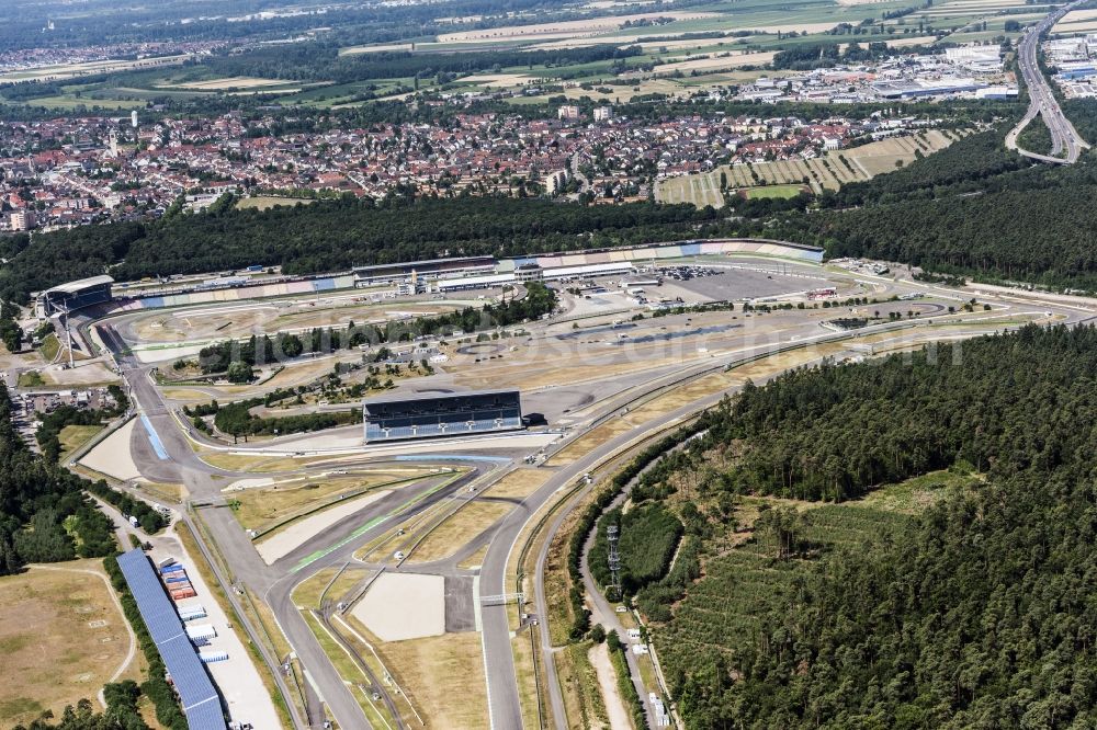 Hockenheim from the bird's eye view: Racetrack racecourse in Hockenheim in the state Baden-Wuerttemberg