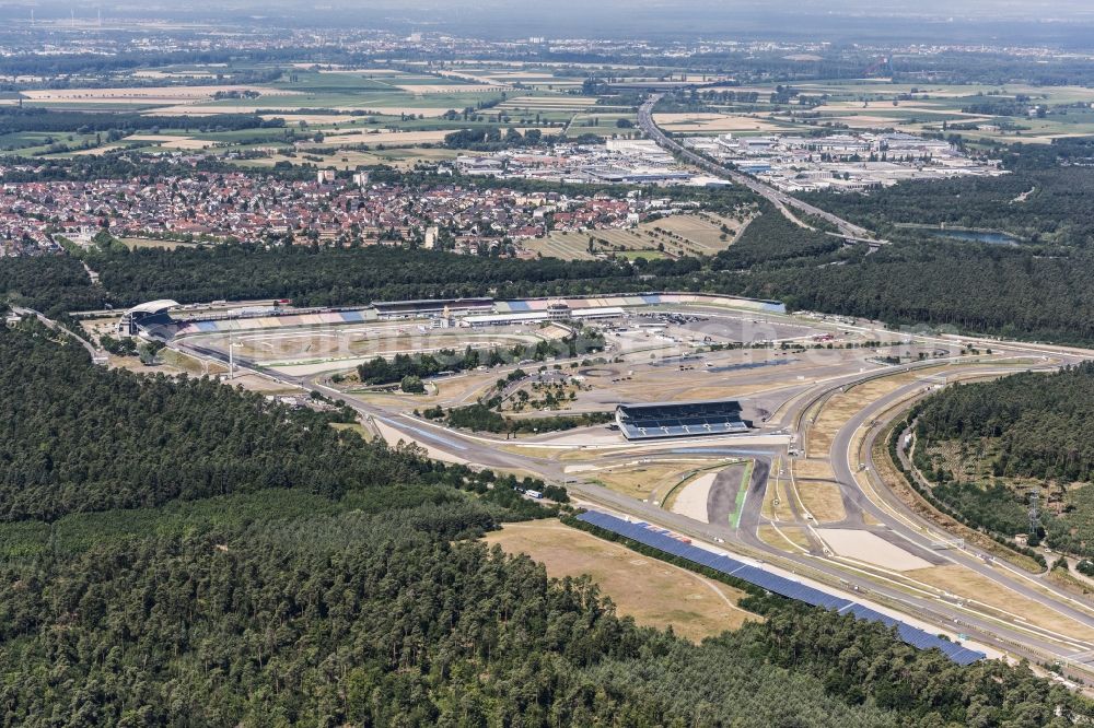 Aerial photograph Hockenheim - Racetrack racecourse in Hockenheim in the state Baden-Wuerttemberg