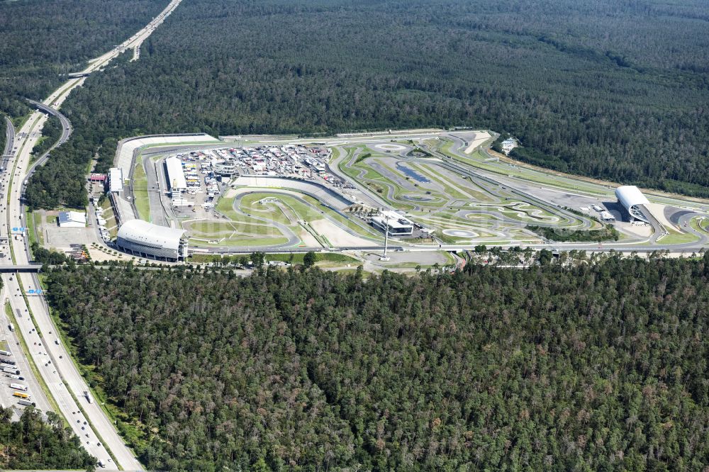 Aerial photograph Hockenheim - Racetrack racecourse in Hockenheim in the state Baden-Wuerttemberg