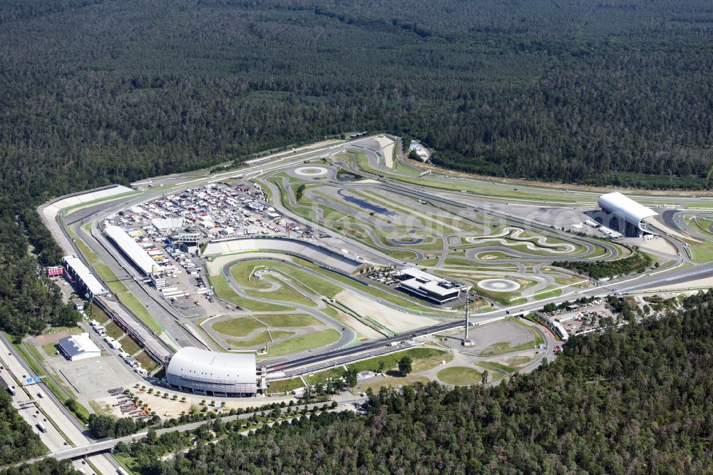 Hockenheim from the bird's eye view: Racetrack racecourse in Hockenheim in the state Baden-Wuerttemberg