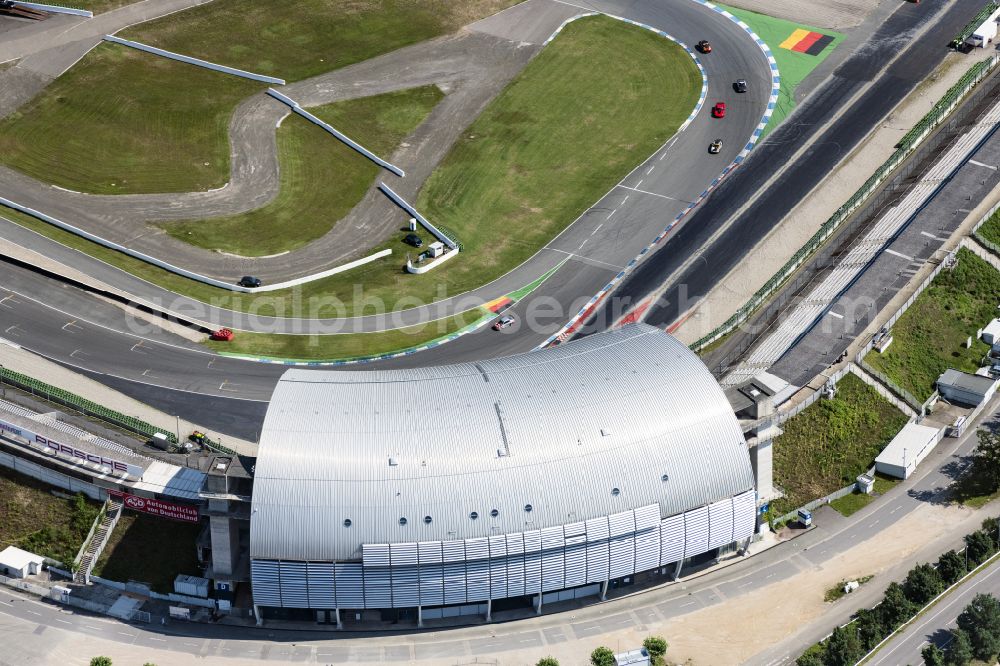 Hockenheim from above - Racetrack racecourse in Hockenheim in the state Baden-Wuerttemberg